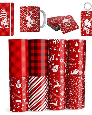 Christmas-Elk-Sublimation Transfer Ink Sheets-12"x4.5"Sublimation Paper for T-Shirts Mugs Bags,8pcs/Set