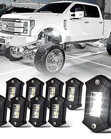 LedNenon R3 LED White Rock Lights Super Bright 6000K Underglow Light for Truck SUV UTV ATV RZR Offroad Car Boat Rock Lights White High Power Underbody Glow Neon Trail Rig Lamps 8Pods