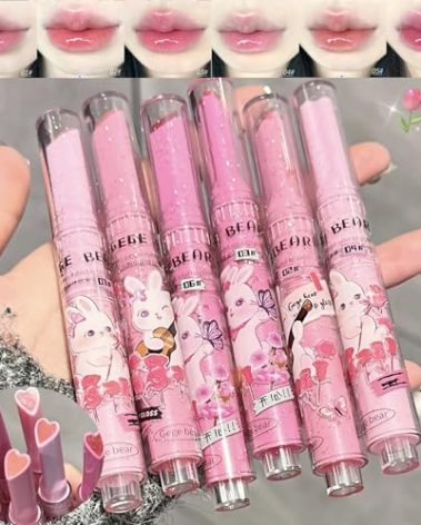 Riroenst 6 Colors Crystal Jelly Lipstick Set, Tinted Heart Shape Lip Balm, Mirror Moisturizing Lip Gloss, Waterproof Long-lasting Nourishing Lip Care Lip Tint Makeup