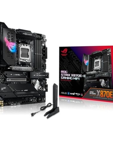 ASUS ROG Strix X870E-E Gaming WiFi AMD AM5 X870 ATX Motherboard 18+2+2 Power Stages, Dynamic OC Switcher, Core Flex, DDR5 AEMP, WiFi 7, 5X M.2, PCIe® 5.0, Q-Release Slim, USB4®, AI OCing & Networking