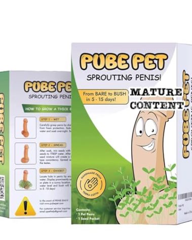 Pube Pet® Chia Planter – Funny Novelty Terracotta Planter, Adult Humor Gag Gift for Valentine’s Day, Birthday, White Elephant