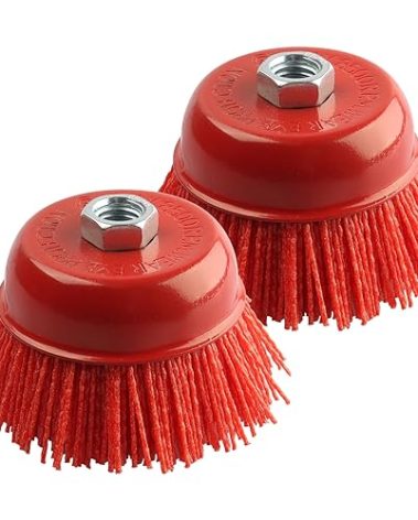 ZORUNNA 4 Inch Nylon Brush for Angle Grinder, 2Pcs Wire Wheel for Angle Grinder 5/8 Inch-11 Threaded Arbor, Nylon Cup Wire Brush for Drill Ideal for Removing Rust, Corrosion, Paint.