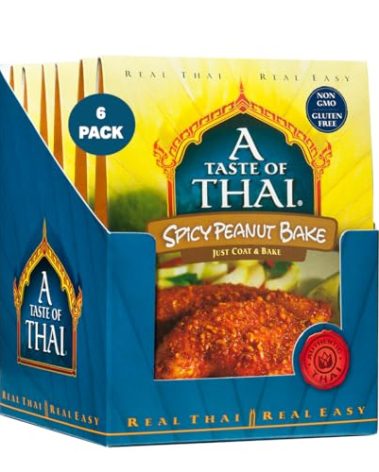 A Taste of Thai Spicy Peanut Bake – Authentic Thai Seasoned Coating Mix for Chicken, Fish & Pork – Gluten-Free & Non-GMO – Sweet & Spicy Peanut Crust – Bake, Air Fry or Grill – 3.5 oz (Pack of 6)