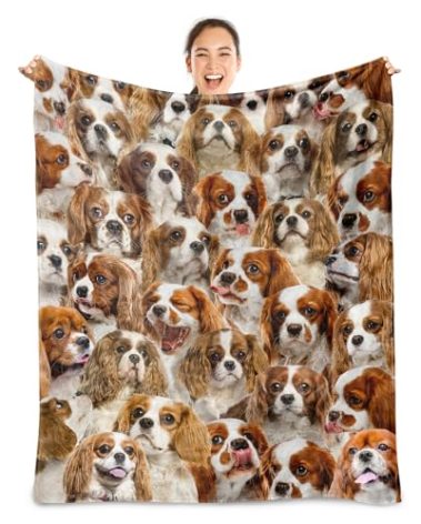 WIFILLET Cavalier King Charles Dog Throw Blanket,Cavalier King Charles Gifts for Dog Lovers,Flannel Blanket for Dog Mom Dad,Gifts for Teen Girls Boys Halloween Christmas,50" x 60"