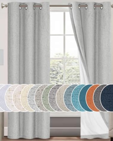 PrinceDeco Blackout Curtains 84 Inches Long Linen Blackout Curtains for Bedroom Textured Thermal Drapes Privacy Protection Soundproof Window Treatment Drapes for Living Room,W42 X L84, Glacier Grey