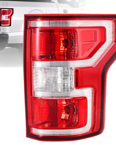 BeamTrack Tail Lights Assembly Compatible with 2018 2019 2020 Ford F-150 Right Passenger Side Rear Light Brake Lamp Taillight with Bulb and Harness Replace JL3Z13404H