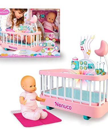 Nenuco Good Sleep Cradle with Baby Doll, Crib, and Accessories, 14" Doll