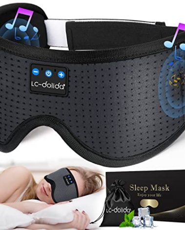 LC-dolida Sleep Headphones, Sleep Mask Bluetooth Wireless Music Eye Mask, Sleeping Headphones for Side Sleepers Sleep Mask with Bluetooth Headphones Ultra-Thin Stereo Speakers Perfect for Sleeping