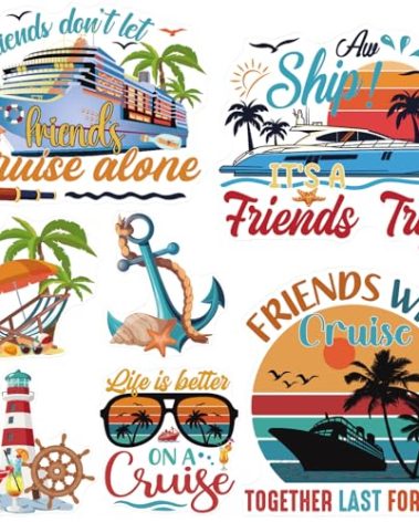 Dazoratix Cruise Door Magnets Decorations - 7 Pcs Retro Friends Trip Magnetic Stickers Ship Cabin Sea Navigation Anchor Stateroom Accessories Summer Carnival Party Fridge Refrigerator Garage Car Decor