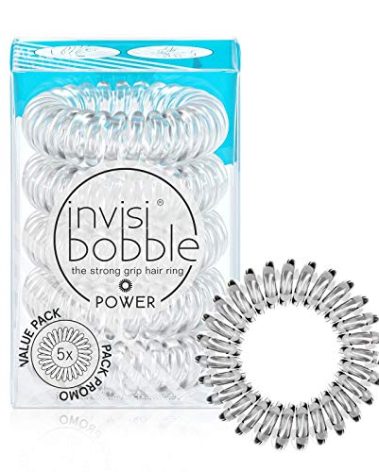 invisibobble Power Traceless Spiral Hair Ties - 5 Pack - Crystal Clear - Strong Elastic Grip Coil Hair Accessories for Active Women - No Kink, Non Soaking - Gentle for Girls Teens and Thick Hair
