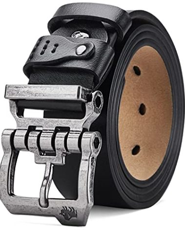 BISON DENIM Men's Belts Leather Dress Genuine Leather Classic Heavy Duty Buckle Belt Casual for Jeans…