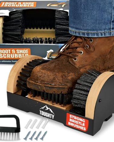 Toughty Boot Scrubber - Heavy-Duty All-Weather Shoe Cleaner with Scraper Brushes - Mountable Indoor & Outdoor Dirt Remover for Entryway & Worksites - Rugged Boot Cleaning Tool for Men & Women