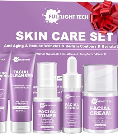 Skin Care Set,6 Pcs Anti-aging Skincare w/Korean Retinol,Hydrate, Moisturize Self Care Facial Skin Care Routine Kit Women Teen Girls Travel Skincare Gift Set,Valentines Birthday Gift for Women Her Mom
