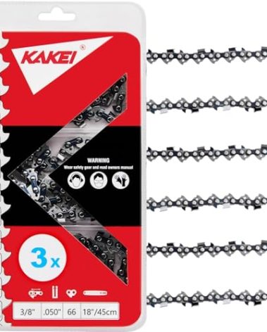 KAKEI 18 Inch Chainsaw Chain 3/8" Pitch .050" Gauge 66 Drive Links- 33RS 66 Fits Stihl, Echo, Homelite and More (3 Chains) - Full Chisel