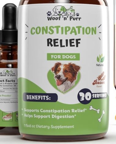 Constipation Relief for Dogs - Dog Constipation Relief - Dog Constipation - Dog Laxative for Constipation - Dog Laxative - Laxative for Dogs - Dog Laxative for Blockage - 1 fl oz - Bacon Flavor
