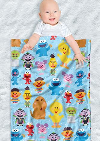 LOGOVISION Sesame Street Lightweight Baby Blanket, 30"X40", Cute Character Pattern Unisex for Infants Girls & Boys