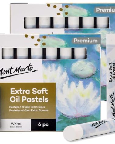 Mont Marte Extra Soft Oil Pastels White Premium 6pc, 2PACK, Assorted Natural Oil Pastel Colors, Vibrant, Buttery, Versatile Art Pastels for Blending, layering & Shading, Coloring and Sketching