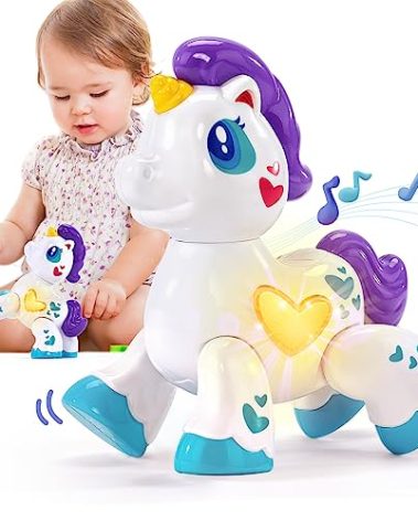 hahaland Toys for 1 Year Old Girl Toddler Girl Toys Unicorn Musical Light up Baby Girls, Interactive Travel One Year Old Baby Girl Birthday Gifts