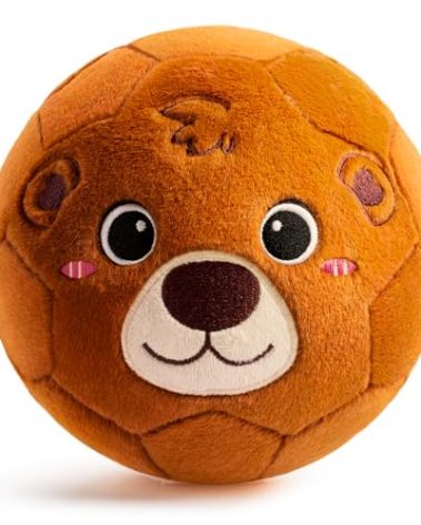 VangeBow Silent Indoor Soccer Balls for Toddlers 1-3, Inflatable Soft Plush Baby Toddler Soccer Ball Toys Gifts for 1 2 3 4 5 Year Old Boy Girl First Birthday Gift (Bear, Pump Include)