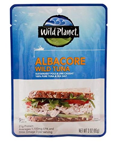 Wild Planet Wild Albacore Tuna, Sea Salt, Sustainably Wild-Caught, Kosher, Gluten Free, Keto and Paleo, 3rd Party Mercury Tested, 3 Ounce Pouch (Pack of 1)