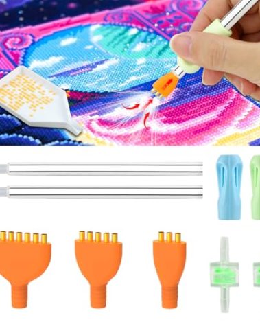 Vacuum Diamond Painting Pen Replacement Kit – 2 Replacement Diamond Pens with Filters & Multiplacers (3/5/7 Heads) – Compatible with Most Vacuum Pens – Diamond Art Accessories