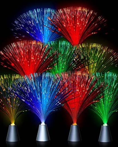 Patelai Fiber Optic Lamp Lighting Bulk 13.5" Color Changing Crystal Base with 7 Colors Table Centerpiece Atmosphere Decor for Glow in The Dark Favors Supplies Valentines Day Wedding Decorations