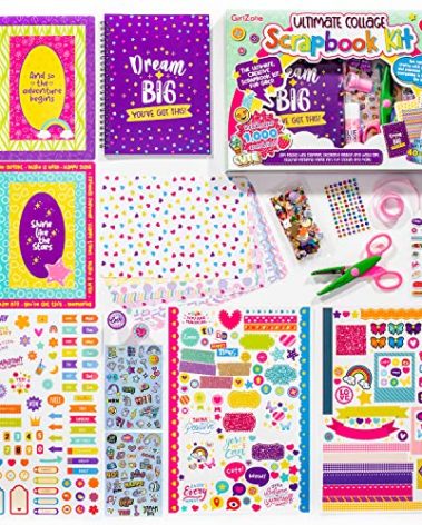 GirlZone Ultimate Collage Scrapbook Kit, Includes Scrapbook Stickers and Fun Scrapbook Accessories to Make an Amazing 40-Page Photo Album Scrapbook, Perfect for Valentine and Easter Gifts