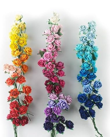KADADSA 35 Color with 100 pcs Tiny Artificial Roses Mixed Assorted Shade Thirty-Five Color Mulberry Paper Flower 15-18 mm Flower Wedding Scrapbooking