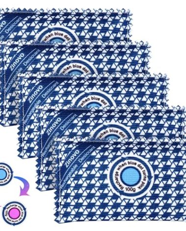 Zinovo Dehumidifier Packs Bags For Car,5pcs/100g,Reusable Silica Gel,Moisture Absorber For Safes/Home Closets/Storage/Duffle Bag/Small Spaces