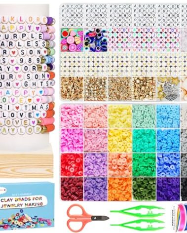 Redtwo Friendship Bracelet Kit Concert Bracelets Merch, 2 boxs 7200pcs Clay Beads Jewelry Making Kit with Number Letter Beads Album Inspired Bracelets Gift for Girls Kids Teen Crafts
