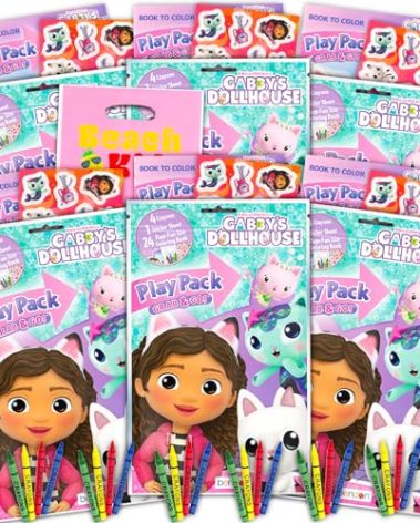 DreamWorks Gabby's Dollhouse Play Pack Party Favors - Bundle with 6 Gabby's Dollhouse Treat Bags with Coloring Book, Coloring Utensils and More
