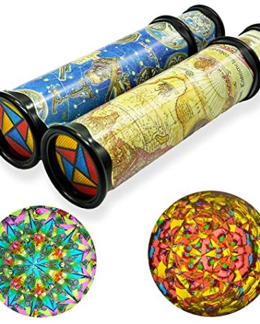 Xeehwb 2 Pack Classic Kaleidoscope Toy,Magic Rotating Kaleidoscope,Stretchable Long World Kaleidoscope,Educational Toy Kaleidoscope for Children Gifts