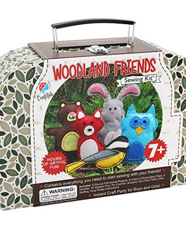 CraftLab Woodland Animals Kids Sewing Kit, Educational Beginner Arts & Crafts Gift for Boys and Girls Ages 7 to 13 DIY Learn to Sew Embroidery