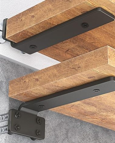 Goovilla Shelf Bracket, Heavy Duty Floating Shelf Brackets 6 inch Long, 12 Pack Brackets for Shelves, Black Coated Metal Wall Shelf Support Brackets with 1/5 Inch Thick and 160 lb. Load Capacity