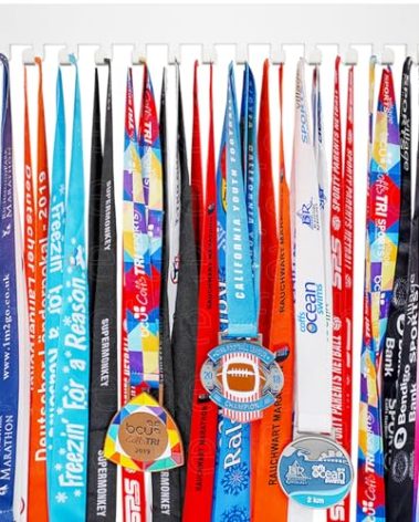 Lapetale Fashion White Medal Hanger Holder Display Wall Rack Frame-Running Medal Hanger Display Awards Ribbon Cheer,Marathon,Gymnastics,Soccer,Softball