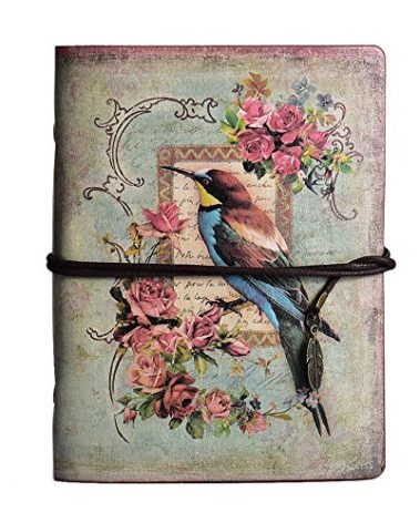 MALEDEN Vintage Refillable Journal, Premium Leather Traveler Notebook Sketchbooks Classic Diary Planner with Blank Pages and Zipper Pocket (Bird)
