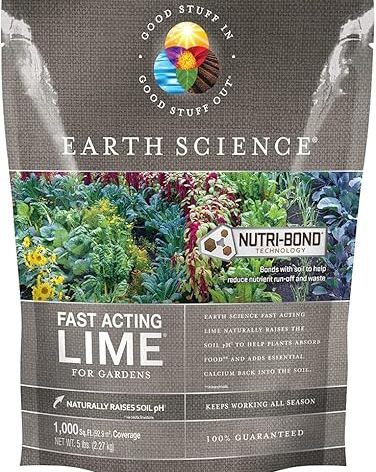 Earth Science Fast Acting Lime—5lb— Instantly Raise pH of Soil & Reduce Nutrient Runoff for Improved Growth & Color - Long Lasting Lawn Care with Calcium